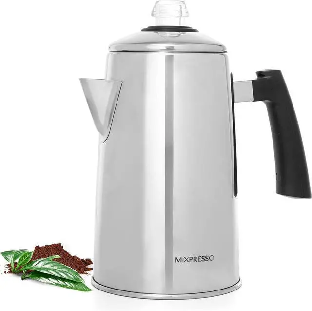 Main image of Mixpresso Stainless Steel Stovetop Coffee Percolator, 52 oz Classic Percolator Coffee Pot, Excellent As Camping Pot, 12 Cup Stainless Steel Camping Coffee Makers, Cool-Touch Handle.