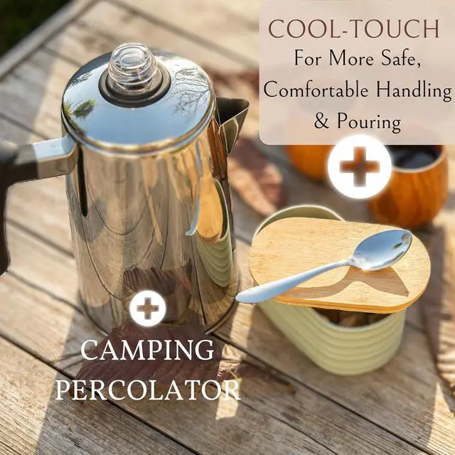 Alt view image 4 of 7 - Mixpresso Stainless Steel Stovetop Coffee Percolator, 52 oz Classic Percolator Coffee Pot, Excellent As Camping Pot, 12 Cup Stainless Steel Camping Coffee Makers, Cool-Touch Handle.