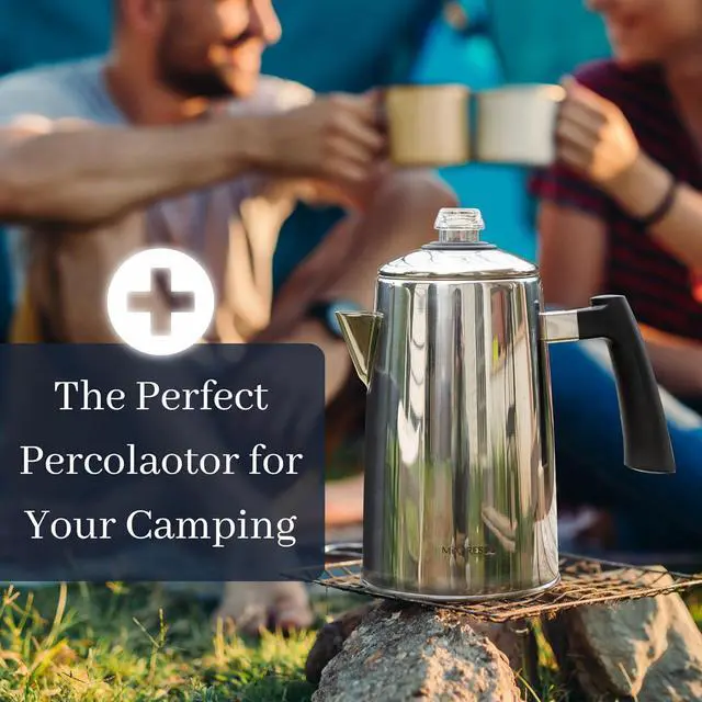 Alt view image 7 of 7 - Mixpresso Stainless Steel Stovetop Coffee Percolator, 52 oz Classic Percolator Coffee Pot, Excellent As Camping Pot, 12 Cup Stainless Steel Camping Coffee Makers, Cool-Touch Handle.
