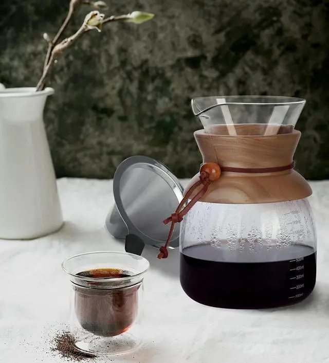 Alt view image 5 of 6 - AGOGO Pour Over Coffeemaker Dripper with 304 Stainless Steel Filters Carafe High Capacity 10 Cup