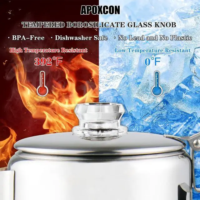 Alt view image 4 of 7 - Multi Use Percolator Coffee Pot Stainless Steel Stove Top Coffee Maker with Two Borosilicate Glass Knob Silica Handle Camping Coffee Pot Using on Campfire Stove & Induction Cooker Silver 9 Cup