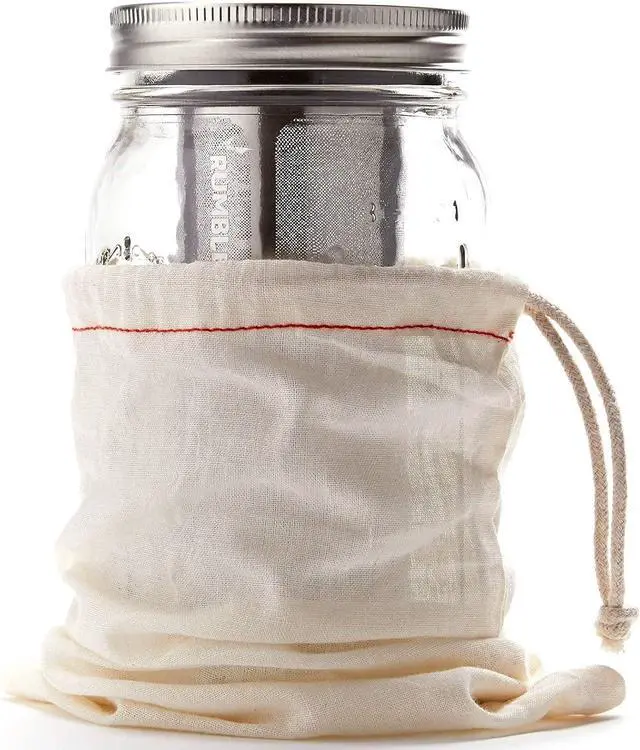 Alt view image 2 of 7 - Next-Gen Cold Brew Coffee Maker for Mason Jars - 200 Micron Filter Is Ideal for Coarse Grounds & Stronger Coffee - Includes Filter + 32oz Mason Jar