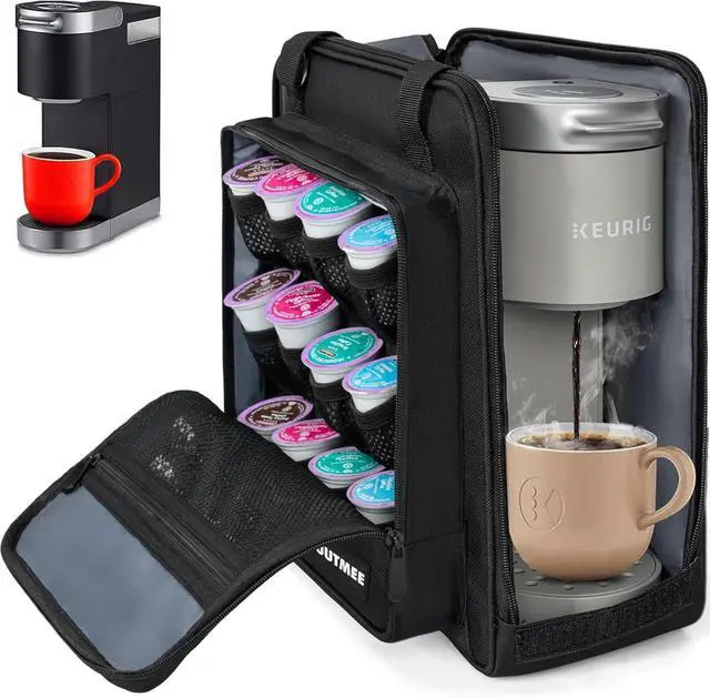 Main image of Coffee Maker Carrying Bag Compatible with Keurig K-Mini or K-Mini Plus, Single Serve Coffee Brewer Portable Storage Bag with Extra Pockets, Storage Tote Case With Multiple Pockets for K-Cup