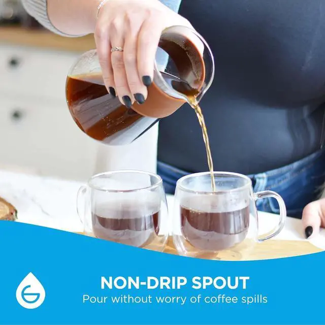 Alt view image 6 of 7 - GROSCHE Amsterdam Glass Pour Over Coffee Maker - Single Cup Manual Dripper Brewer w/Removable Glass Top & Permanent Stainless Steel Filter - 27.6 fl oz - Ideal for Home, Camping, & On-the-Go Brewing