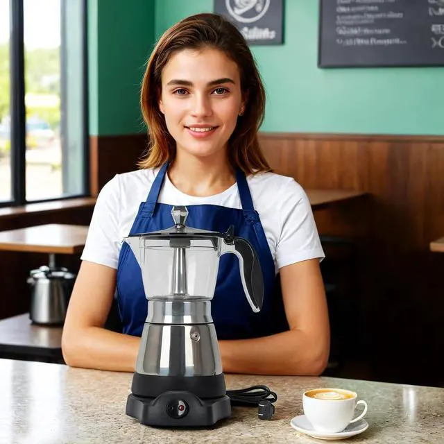 Alt view image 6 of 6 - Cafeteras Electricas Modernas Moka Pot, Italian Coffee Espresso Machine, 6 Cup Cuban Coffee Maker with Detachable Base & Overheat Protection, Greca Electrica De Cafe Gift for Travel