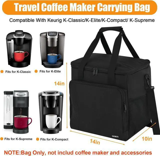 Alt view image 2 of 5 - Travel Coffee Maker Carrying Bag Compatible with Keurig K-Classic/K-Elite/K-Supreme/K-Compact,Single Serve Coffee Maker Portable Storage Bag with Shoulder Strap(Patented Design)