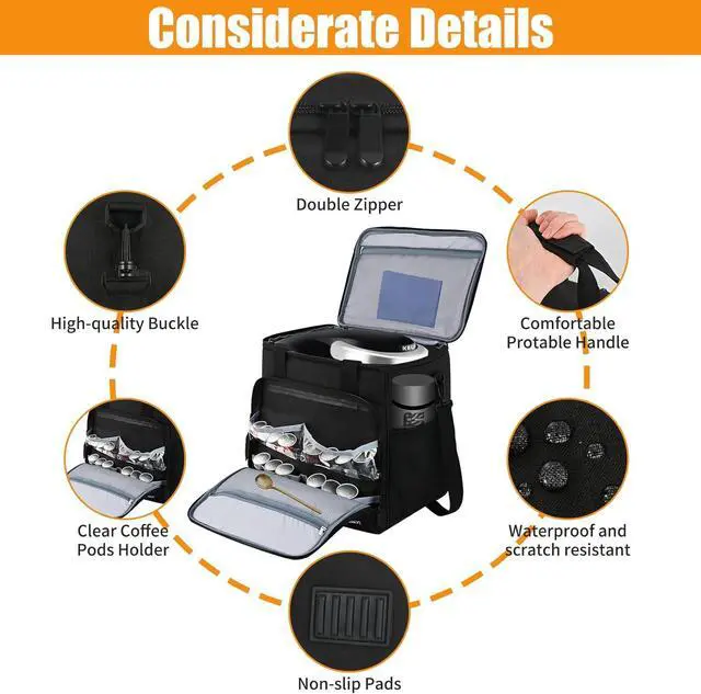 Alt view image 3 of 5 - Travel Coffee Maker Carrying Bag Compatible with Keurig K-Classic/K-Elite/K-Supreme/K-Compact,Single Serve Coffee Maker Portable Storage Bag with Shoulder Strap(Patented Design)