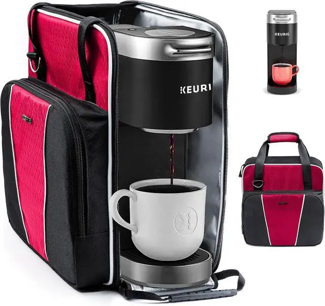 Main image of BAGSPRITE Coffee Maker Travel Bag Compatible with Keurig K-Mini or K-Mini Plus, Single Serve Coffee Brewer Carrying Case with Multiple Pockets for K-Cup Pods, Storage Bag With Shoulder Strap