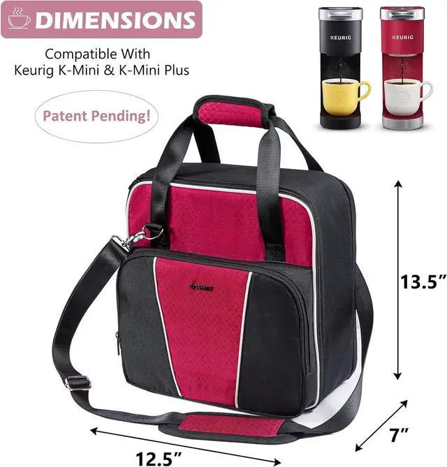 Alt view image 2 of 7 - BAGSPRITE Coffee Maker Travel Bag Compatible with Keurig K-Mini or K-Mini Plus, Single Serve Coffee Brewer Carrying Case with Multiple Pockets for K-Cup Pods, Storage Bag With Shoulder Strap