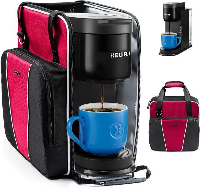 Main image of BAGSPRITE Coffee Maker Travel Bag Compatible with Keurig K-Express Coffee Maker, K-Iced Single Serve Coffee Brewer Carrying Case with Multiple Pockets for K-Cup Pods, Storage Bag With Shoulder Strap