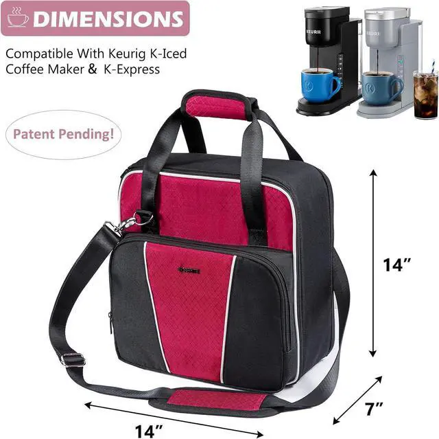Alt view image 2 of 7 - BAGSPRITE Coffee Maker Travel Bag Compatible with Keurig K-Express Coffee Maker, K-Iced Single Serve Coffee Brewer Carrying Case with Multiple Pockets for K-Cup Pods, Storage Bag With Shoulder Strap