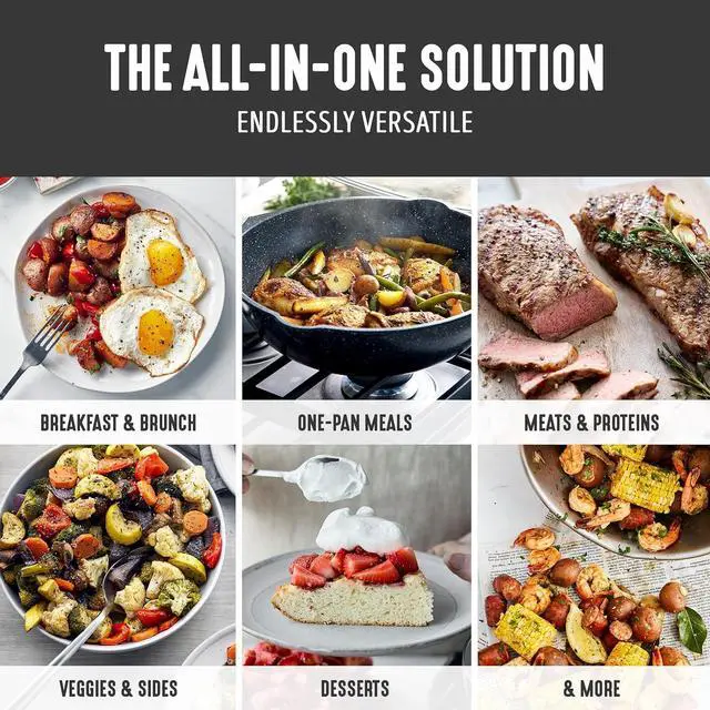 Alt view image 4 of 7 - GreenLife Nonstick 12 (5QT) All in One Deep Skillet Wok with Lid, PFAS-Free Non-Toxic Ceramic Multi-Purpose Pan, Induction, All Stovetop, Egg, Stir Fry, Saute, Stay Cool Handle, Granite Black