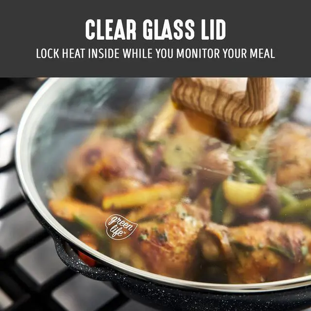 Alt view image 6 of 7 - GreenLife Nonstick 12 (5QT) All in One Deep Skillet Wok with Lid, PFAS-Free Non-Toxic Ceramic Multi-Purpose Pan, Induction, All Stovetop, Egg, Stir Fry, Saute, Stay Cool Handle, Granite Black