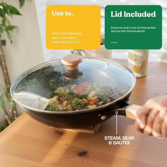 Alt view image 4 of 7 - ANGORA BRANDS Wok Pan for Kitchen - Versatile Cookware - Good for Stir Fry - Nonstick Frying Pan - by Rolka