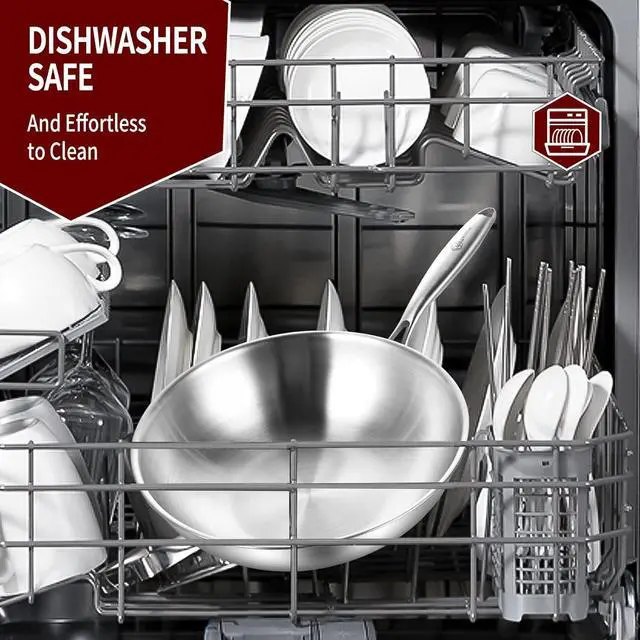 Alt view image 4 of 7 - LOLYKITCH Tri-Ply 13 Inch Stainless Steel Wok Pan with Lid, Stir-Frying Pan,Induction Wok,Dishwasher and Oven Safe,Heavy Duty and Detachable handle.