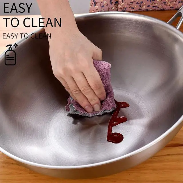 Alt view image 5 of 7 - LOLYKITCH Tri-Ply 13 Inch Stainless Steel Wok Pan with Lid, Stir-Frying Pan,Induction Wok,Dishwasher and Oven Safe,Heavy Duty and Detachable handle.