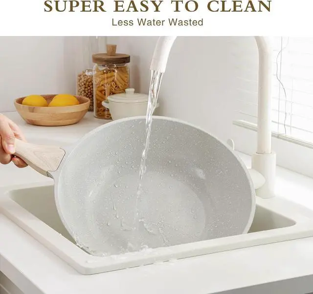 Alt view image 4 of 7 - Ceramic Wok Pan, 12 Inch Nonstick Wok with Lid, Healthy Non Toxic Woks & Stir-fry Pans for Cooking, Induction Cookware, PFOA & PFAS Free