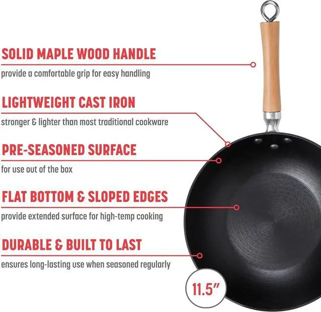 Alt view image 2 of 7 - Joyce Chen 23-0003, Lightweight Cast Iron Stir Fry, 11.5-Inch