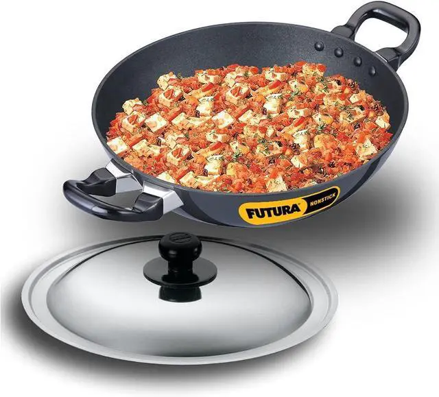 Main image of Hawkins Futura Nonstick Kadhai 2.5 L, 26 cm, 3.25 mm with SS lid (Black)