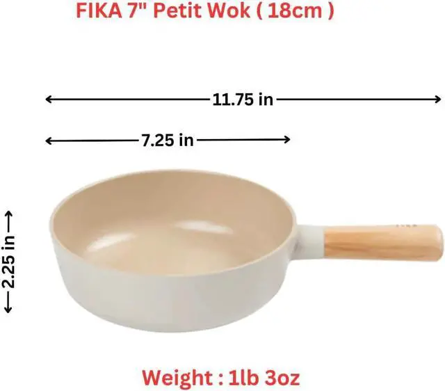 Alt view image 2 of 7 - FIKA 7 inch Mini Stir Fry Wok with Wooden Handle, Induction Compatible Cookware for All Stovetops, Kitchen Essential Ceramic Coating Skillet, Healthy Cooking Omelet Frying Pan, Made in Korea (18cm)