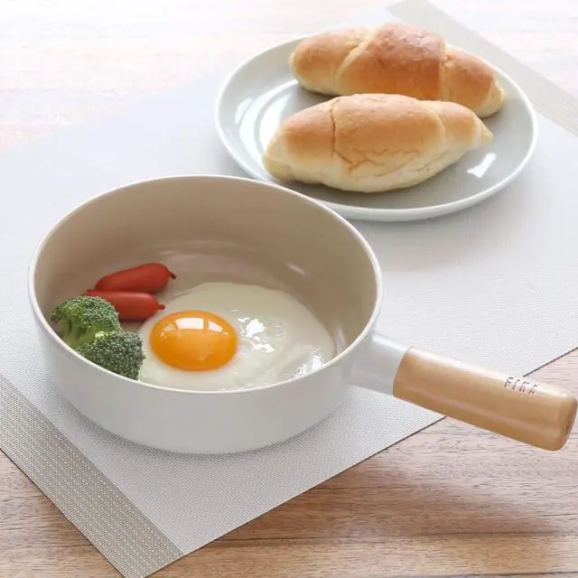 Alt view image 4 of 7 - FIKA 7 inch Mini Stir Fry Wok with Wooden Handle, Induction Compatible Cookware for All Stovetops, Kitchen Essential Ceramic Coating Skillet, Healthy Cooking Omelet Frying Pan, Made in Korea (18cm)