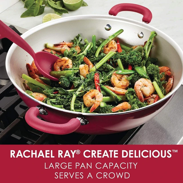 Alt view image 2 of 4 - Rachael Ray Create Delicious Nonstick Wok/Stir Fry Pan/Wok Pan - 14.25 Inch, Red Shimmer