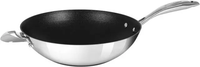 Alt view image 4 of 4 - Scanpan HaptIQ 12.5in Nonstick Induction Suitable Wok, Mirror Polished Stainless Exterior