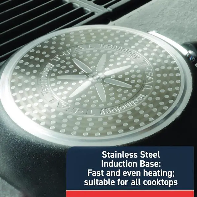 Alt view image 5 of 6 - T-fal Experience Non Stick Fry Pan w/Lid 10 Inch, Induction, Oven Broiler Safe 400F, Compatible with All Cooktops, Cookware, Deep Frying Pan, Cooking Skillet, Pots and Pans, Dishwasher Safe, Black