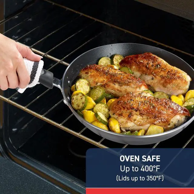 Alt view image 6 of 6 - T-fal Experience Non Stick Fry Pan w/Lid 10 Inch, Induction, Oven Broiler Safe 400F, Compatible with All Cooktops, Cookware, Deep Frying Pan, Cooking Skillet, Pots and Pans, Dishwasher Safe, Black