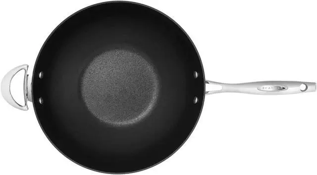 Alt view image 3 of 4 - Scanpan HaptIQ 12.5in Nonstick Induction Suitable Wok, Mirror Polished Stainless Exterior