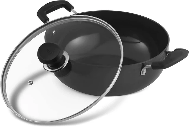 Alt view image 2 of 7 - Vinod Zest Plus Die Cast Aluminium Kadhai - 24 cm | Barbeque/Tandoori | 5mm Thick | 5 Layer Coating| Wooden Finish Handle | Induction & Gas Base |