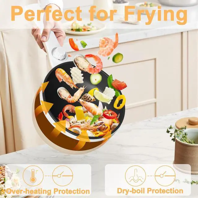 Alt view image 2 of 7 - Dezin Hot Pot Electric Upgraded, Non-Stick Sauté Pan, Rapid Noodles Electric Pot, 1.5L Mini Portable Hot Pot for Steak, Egg, Fried Rice, Ramen, Oatmeal, Soup with Power Adjustment