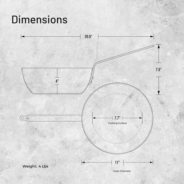 Alt view image 7 of 7 - De Buyer MINERAL B Carbon Steel Country Fry Pan - 11 Diameter, 7.7 Cooking Surface - Ideal for Sauteing, Simmering, Deep Frying & Stir Frying - PFAS, PFOA & PFOS Free - Made in France