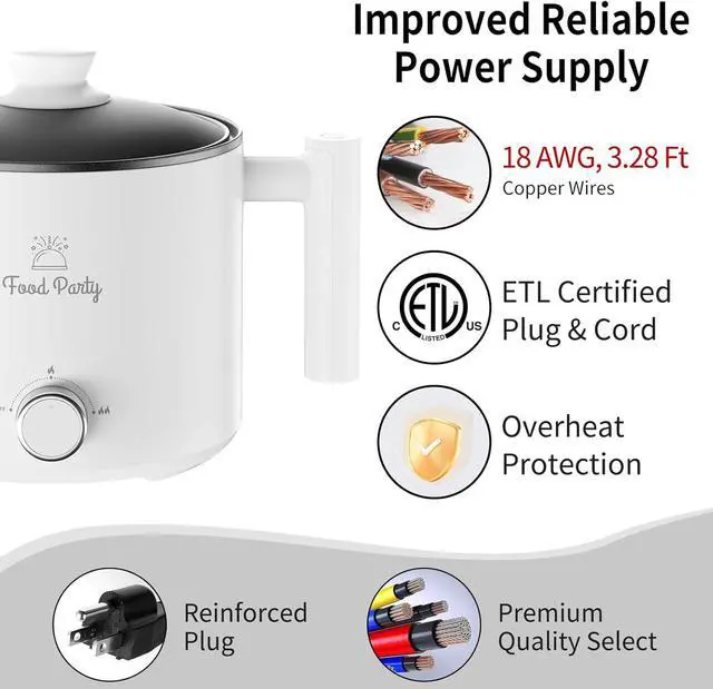Alt view image 4 of 7 - Food Party Hot Pot Electric Pot for Cooking Ramen Cooker 1.8L College Dorm Room Essentials Mini Hotpot Shabu Shabu Pot 110V Noodle Cooker Non Stick