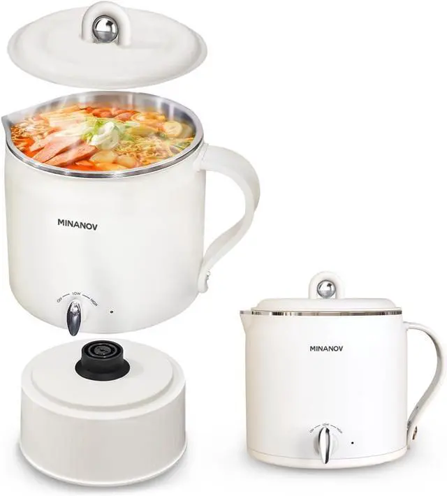 Main image of Electric Hot Pot - Electric Ramen Cooker with Adjustable Temperature - Portable Electric Pot for Ramen, Soup, Shabu Shabu, Noodles - Mini Travel Hot Pot for Dorm, RV, Camping