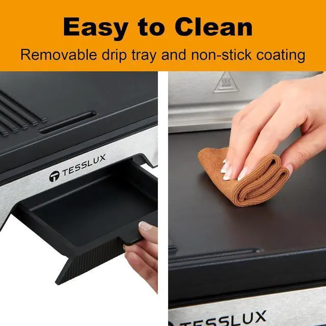 Alt view image 6 of 7 - XL Electric Indoor Grill, 20 Non-stick Griddle Combo, 1600W Fast Heating, Dual Temperature Control, Detachable for Easy Cleaning