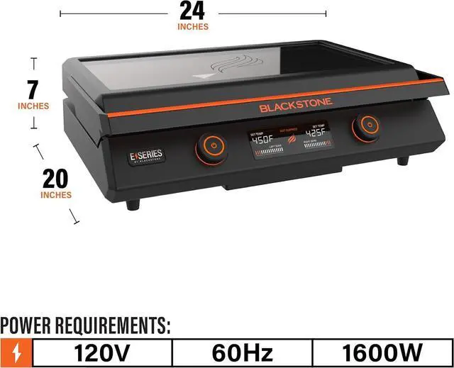 Alt view image 7 of 7 - Blackstone 22-Inch Electric Griddle - 1600W Non Stick Ceramic Titanium Coated Stainless Steel Tabletop Griddle with EZ-Touch Control Dial, LCD Display, Patented Rotate & Remove Glass Hood - 8001
