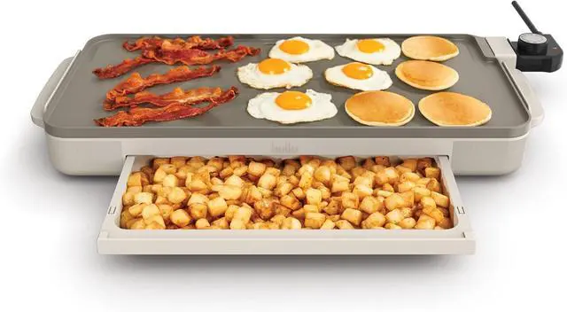 Main image of bella 10" x 20" Electric Griddle with Warming Tray, EverGood Ceramic Nonstick Coating & Removable Temperature Probe, Dishwasher-Safe Drip Tray & Cool Touch Handles, 1500 Watt, Oatmilk