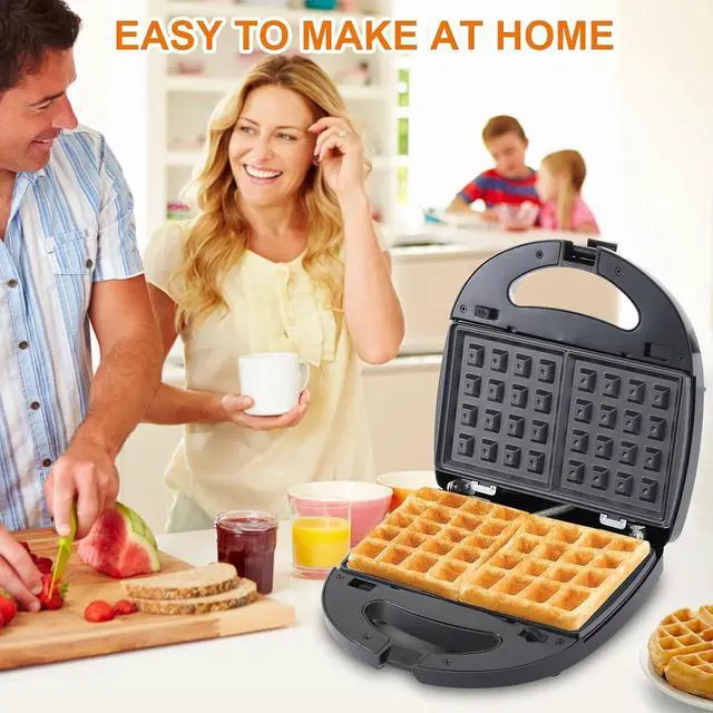 Alt view image 2 of 7 - 6 in 1 Waffle Iron Set, Panini Press Grill and Electric Sandwich Maker with Removable Non-Stick Plate, Ideal for Cooking Grilled Cheese, Tuna Melts, Burgers