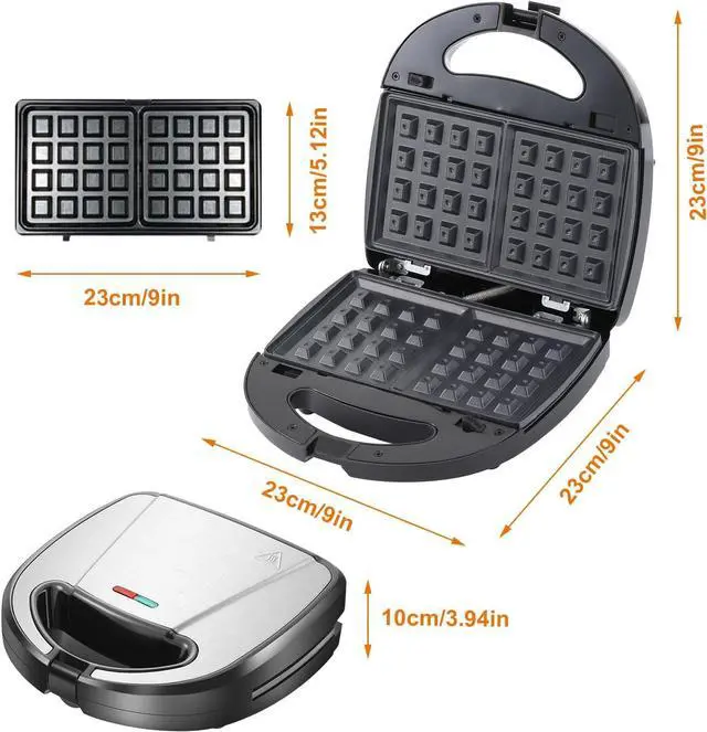 Alt view image 6 of 7 - 6 in 1 Waffle Iron Set, Panini Press Grill and Electric Sandwich Maker with Removable Non-Stick Plate, Ideal for Cooking Grilled Cheese, Tuna Melts, Burgers