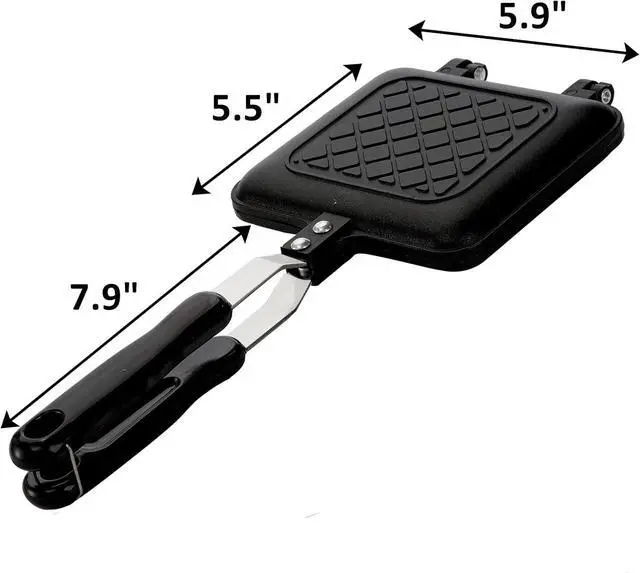 Alt view image 2 of 7 - ZOOFOX Sandwich Maker, Grilled Sandwich and Panini Maker Pan with Non-Stick Plates, Stovetop Toasted Sandwich Maker Aluminum Flip Pan for Home Kitchen, 5.9" L x 14.2" H