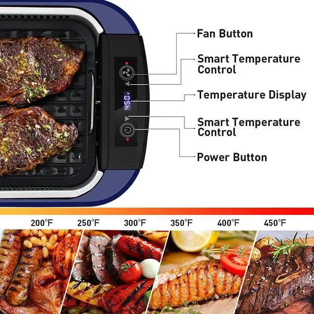 Alt view image 3 of 7 - Indoor Grill CUSIMAX Electric Smokeless Grill Portable Korean BBQ Grill with Turbo Smoke Extractor Technology, Non-stick Removable Plate, Tempered Glass Lid, Great for Party(Single Plate)