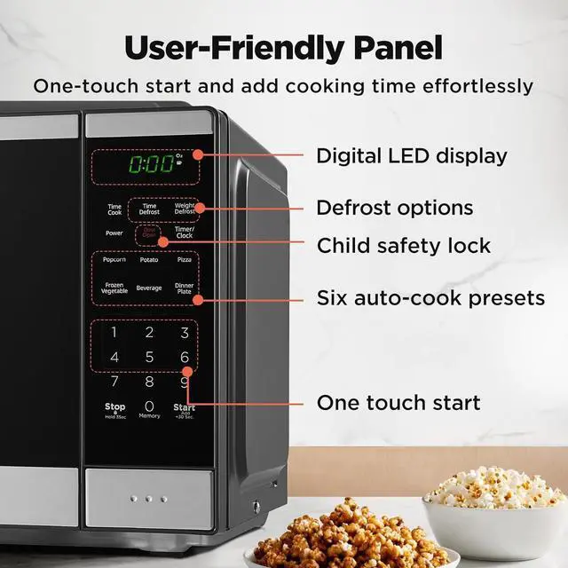 Alt view image 4 of 7 - BLACK+DECKER Countertop Microwave Oven 0.9 Cu Ft, 6 Auto Menus, Child Lock, Memory Function, 10 Power Levels, Easy One-Touch Start, Digital Panel, 900W