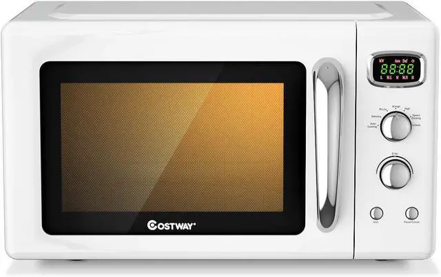 Main image of COSTWAY Retro Countertop Microwave Oven, 0.9Cu.ft, 900W Microwave Oven, with 5 Micro Power, Defrost & Auto Cooking Function, LED Display, Glass Turntable Viewing Window, Child Lock, ETL