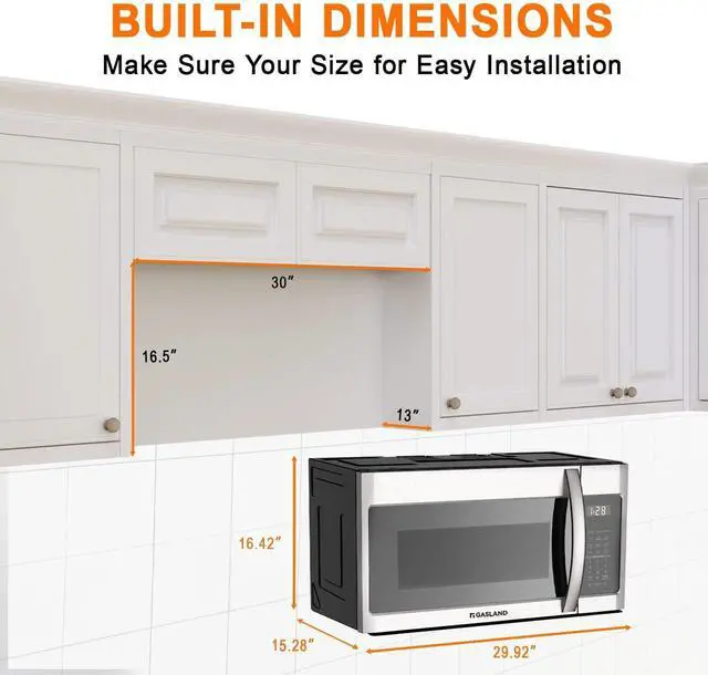 Alt view image 2 of 6 - GASLAND 30 Inch Over the Range Microwave Oven, 1.9 Cu.ft. Above Stove Microwave, 11 Power Levels, One Touch Cooking, 400 CFM,1000W, LED, Turntable, Sensor Cook, Over Stove Microwave, Stainless Steel