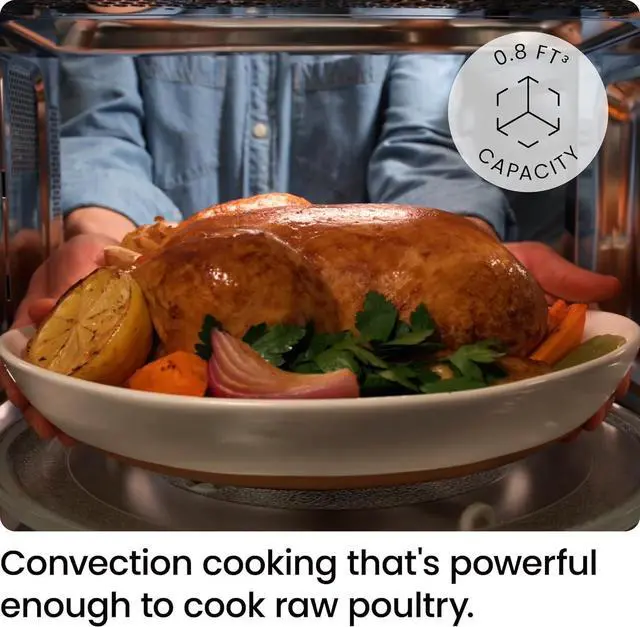 Alt view image 5 of 7 - Chefman MicroCrisp Countertop Microwave Oven and Convection Oven, with Integrated Crisper, Guided Touchscreen Interface, 10 Power Levels, Mute Function, and Eco Mode, 1800W and 0.8 Cu. Ft. - Black