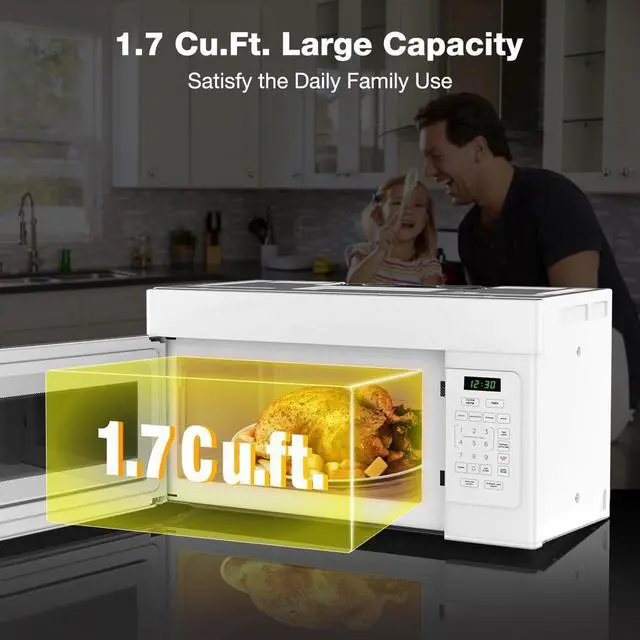 Alt view image 5 of 7 - ThermoMate 30" Over-the-Range Microwave Oven with 1.7 Cu. Ft. Capacity, 1000 Cooking Watts, One-Touch Cooking Options, 300 CFM, LED Lighting, White