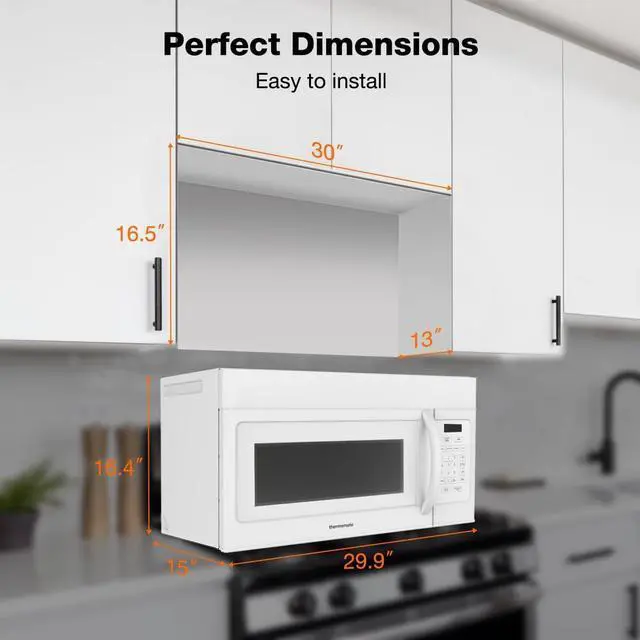 Alt view image 7 of 7 - ThermoMate 30" Over-the-Range Microwave Oven with 1.7 Cu. Ft. Capacity, 1000 Cooking Watts, One-Touch Cooking Options, 300 CFM, LED Lighting, White