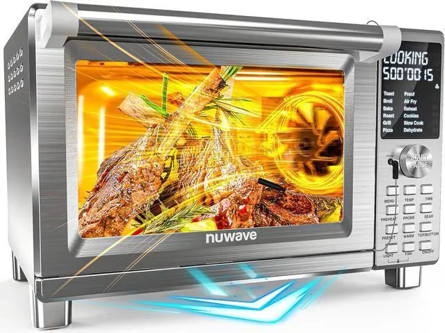 Main image of Nuwave Bravo XL Pro Air Fryer Toaster Oven with Grill Combo, 2025 New Ultra-Fast Convection System, 35% Crispier, 2X More Even, 142 Presets, 50-500F, Smarter Probe, PFAS Free, 30QT, Stainless Steel