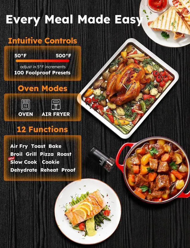 Alt view image 2 of 7 - Nuwave Bravo XL Pro Air Fryer Toaster Oven, Improved 100% Super Convection, Quicker & Crispier Results, 100 Presets, Multi-Layer Even Cooking, 50-500F, Smart Probe, PFAS Free, 30QT, Stainless Steel